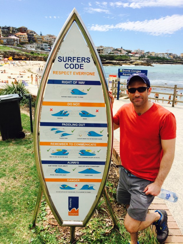 We both aspire to learn how to surf. This sign, like so many others instructions we've seen in Australia so far, was completely cryptic.