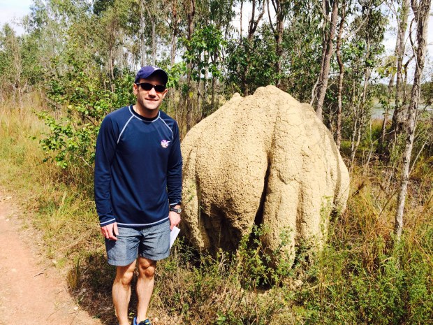 Ryan next to a giant termite mound (one of many we saw), which is estimated to be home to about a million of the critters.